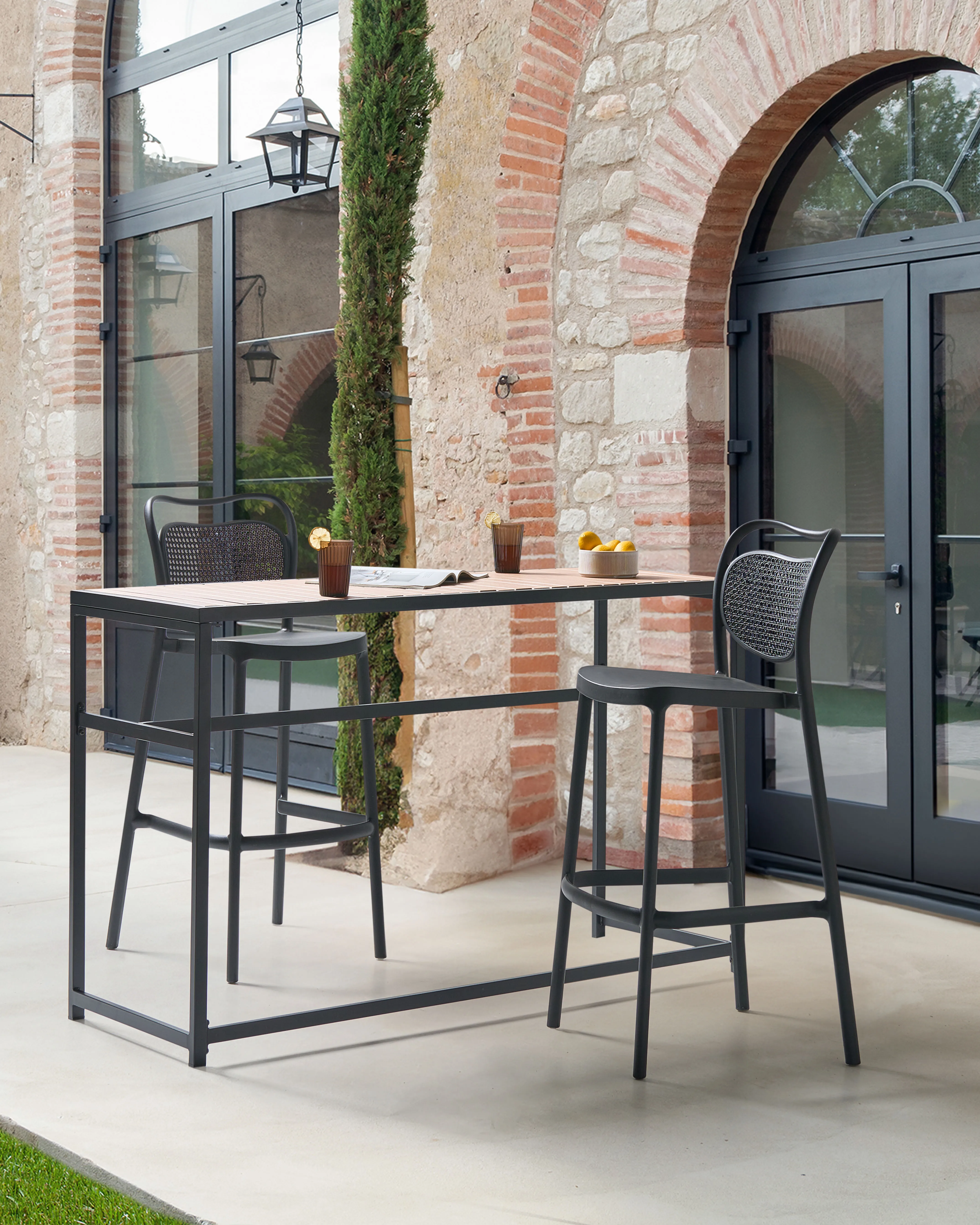 Set van 2 tuinbarkrukken CELLENO Zwart