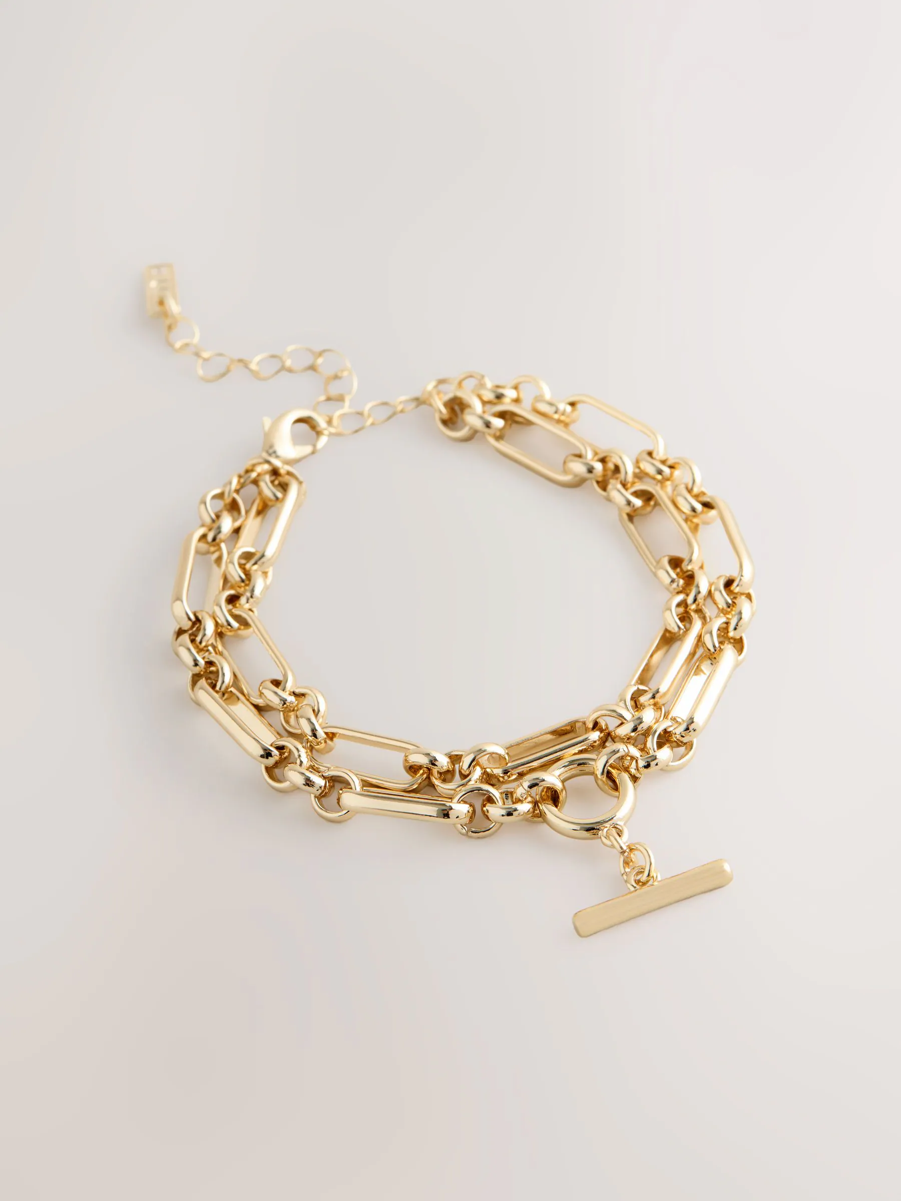 Goudkleurig - Double Row T-Bar Bracelet