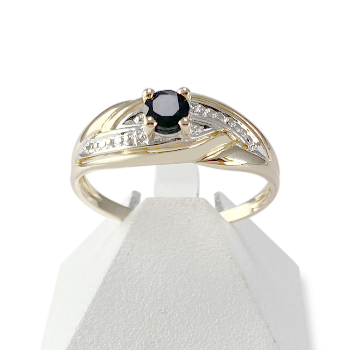 Bague d'occasion or 750 jaune et rhodié saphir