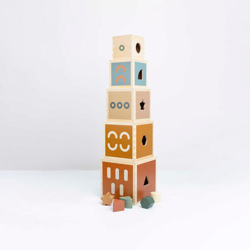 Cubes empilables en bois FSC - Multicolor - TROIS KILOS SEPT