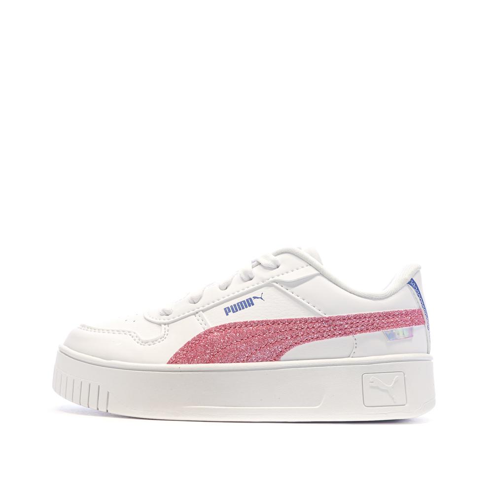 Puma Baskets Blanches/Roses Fille Puma Carina