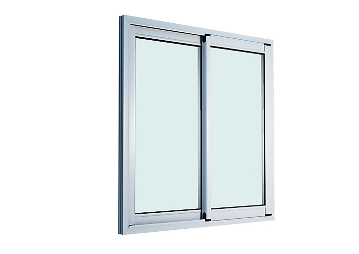 Fenêtre alu 2 vantaux coulissant GoodHome blanc - l.120 x h.135 cm