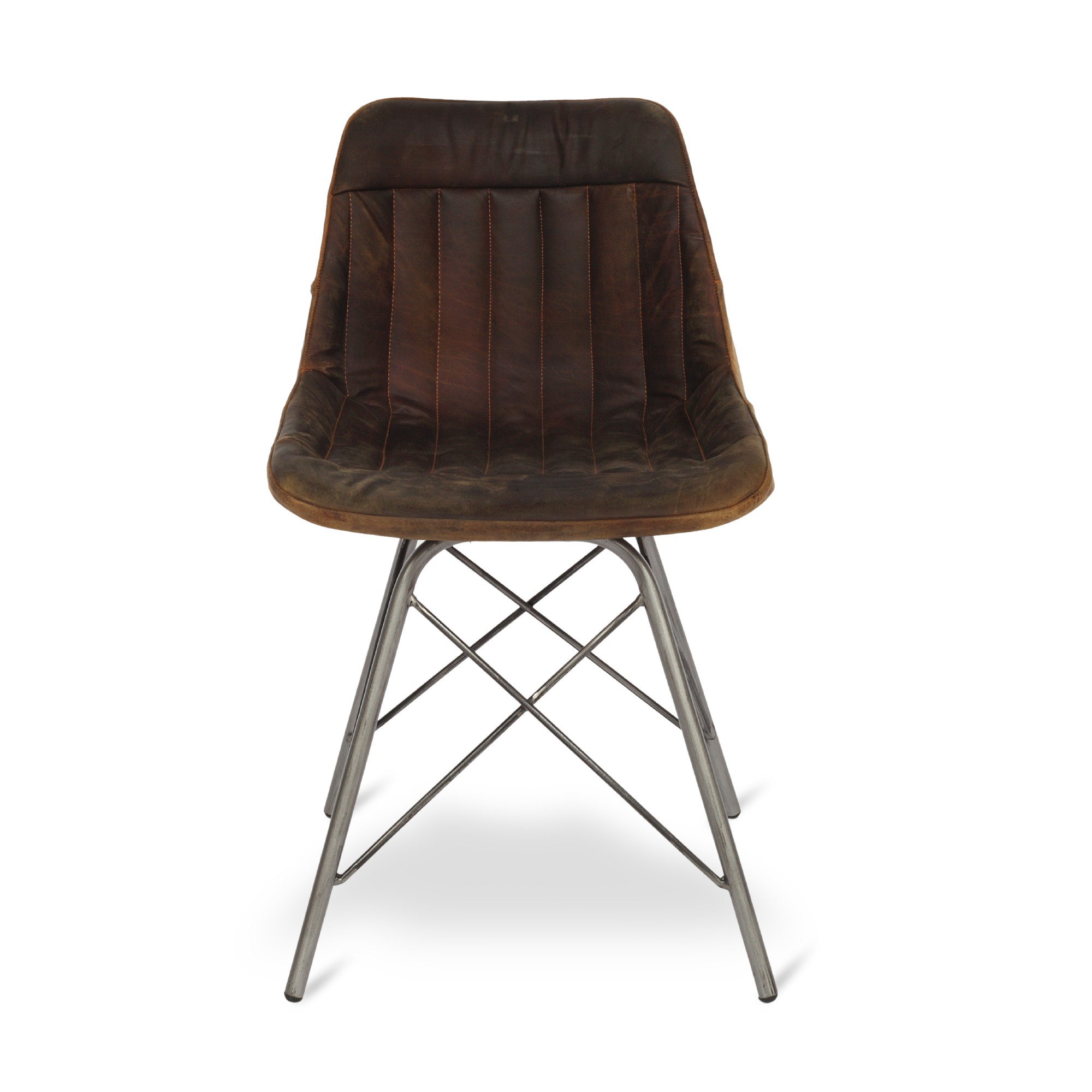Lederstuhl 'Assange-Buffalo', braun, grau, B 46 cm, L 48 cm, H 78 cm von fischer's lagerhaus