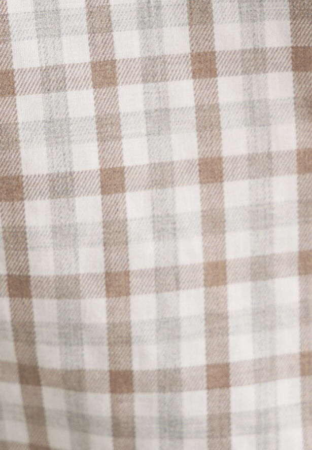 Seidensticker Flannel shirt Regular Long sleeve Button-Down-Collar Check Brown