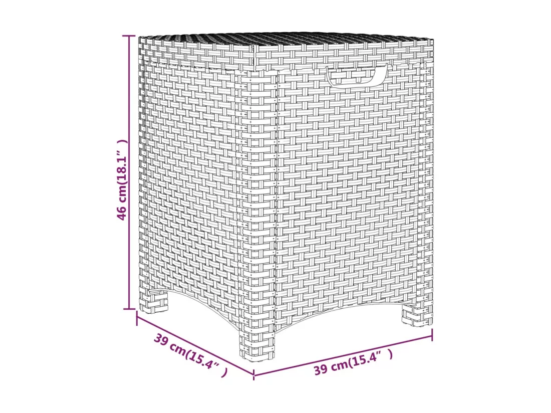 Boîte de rangement de jardin 39x39x46 cm Rotin PP Marron