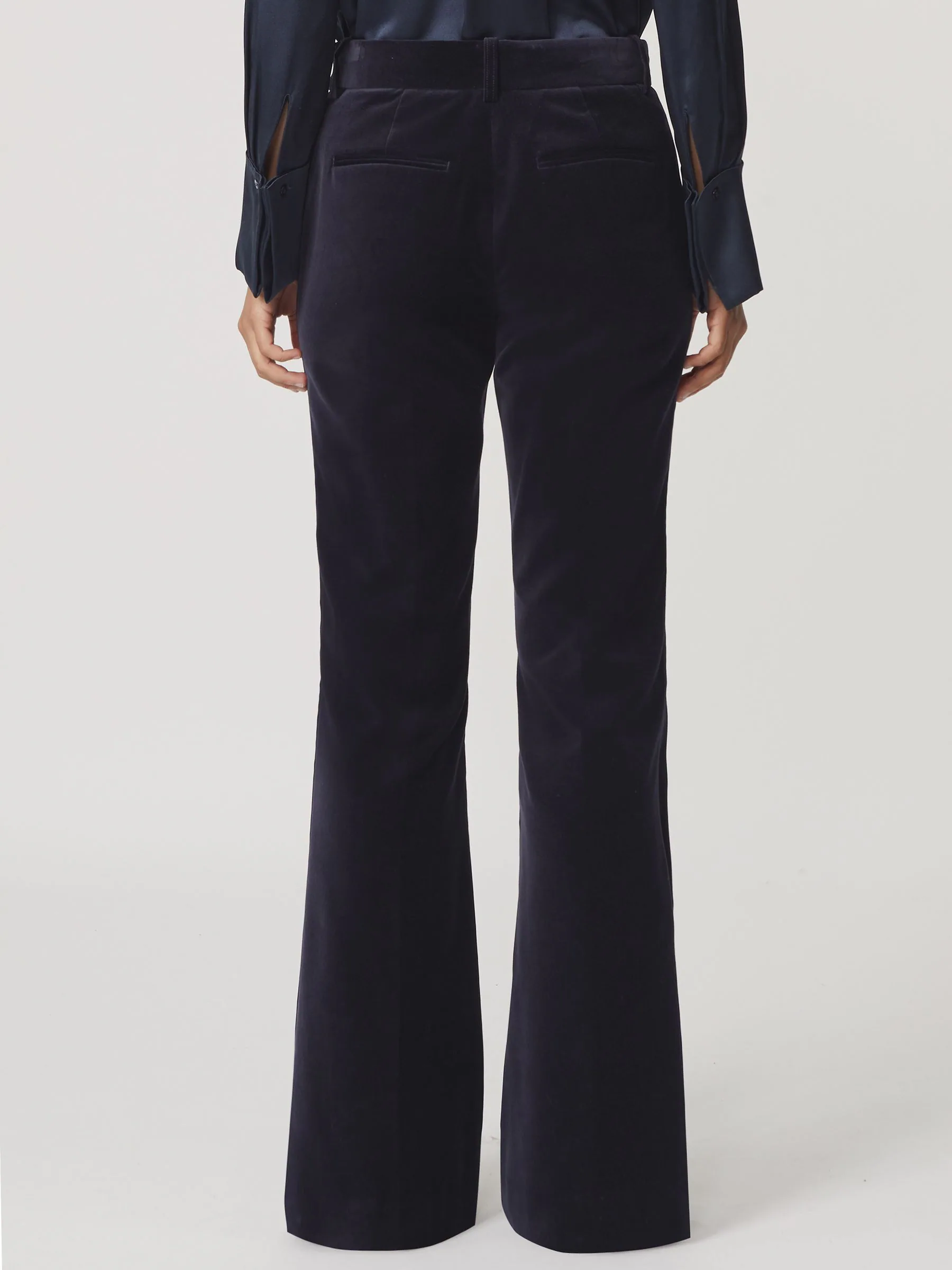 Reiss Verda Velvet Satin-Stripe Flared Trousers