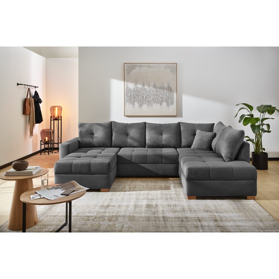 Wohnlandschaft Leon Stoff Cord taupe