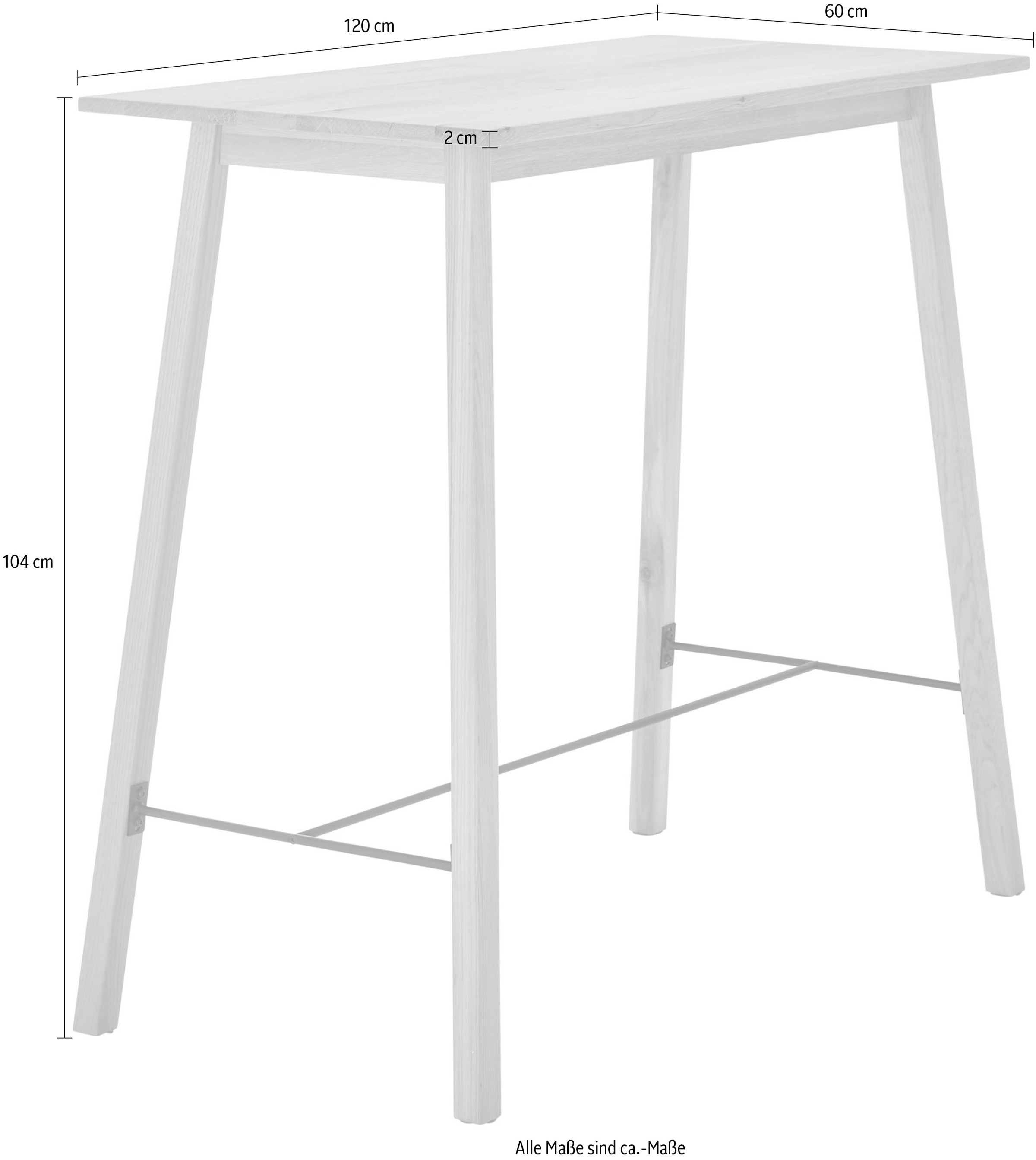 Stolkom Bartisch »Jules Eiche Massivholz geölt, Hochtisch BxHxT 120x104x60 cm« Skandi Look Eiche Massivholz geölt durchgehende Lamelle