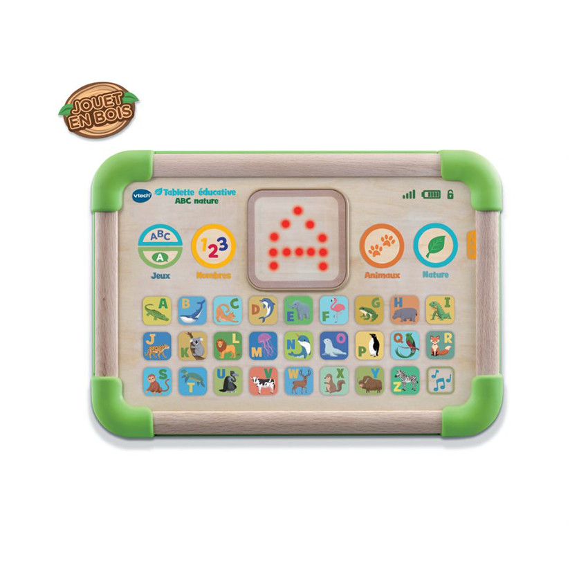 Tablette éducative en bois ABC Nature - Ecru
