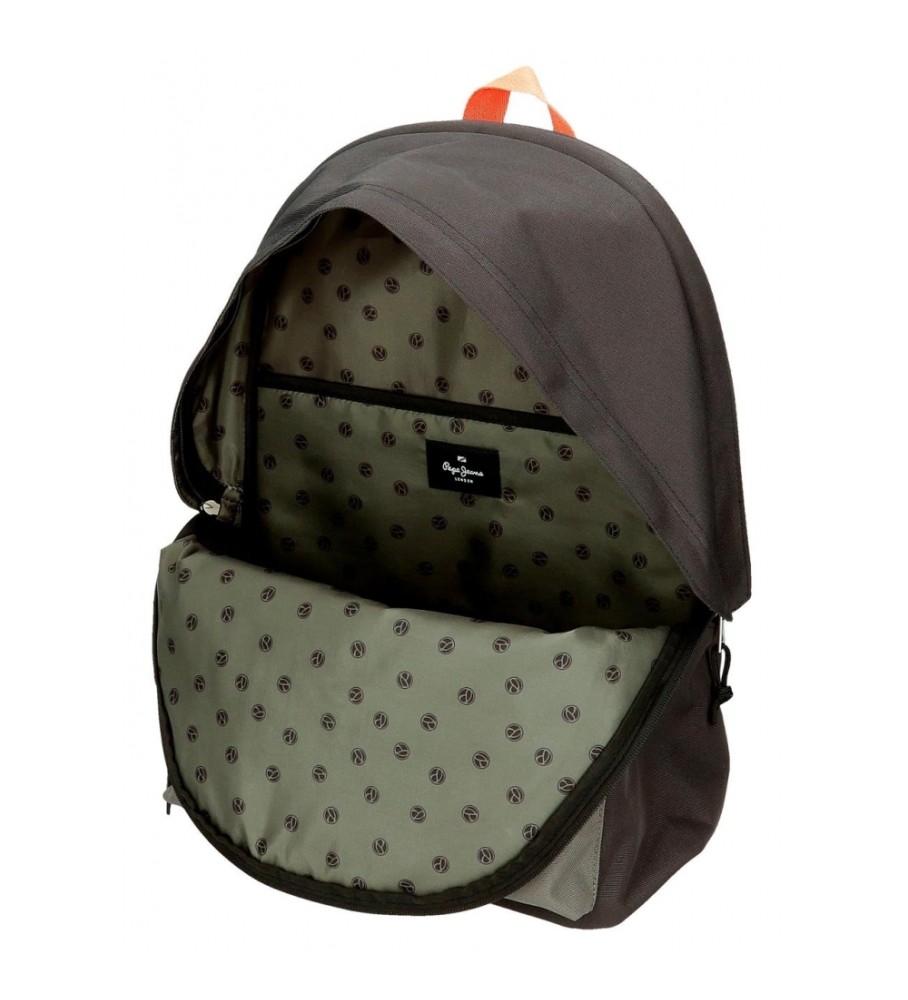 Mochila para laptop adaptável Pepe Jeans Cody com dois compartimentos e rodinhas, preta.