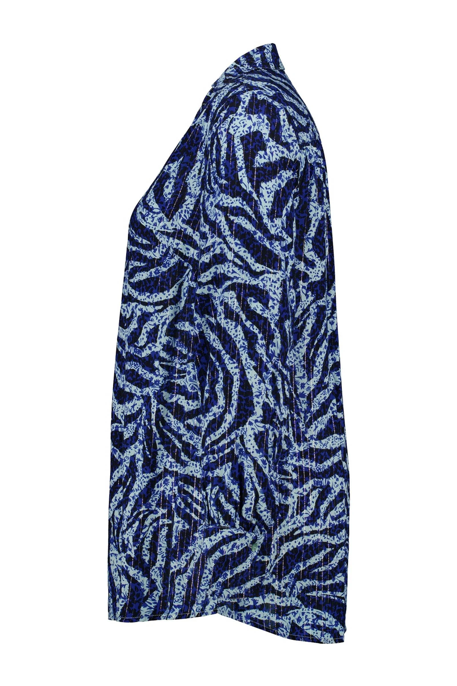 MS Mode blouse met dierenprint donkerblauw