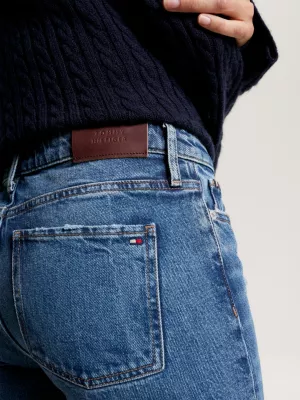 Calça jeans bootcut de cintura média com barra desfiada