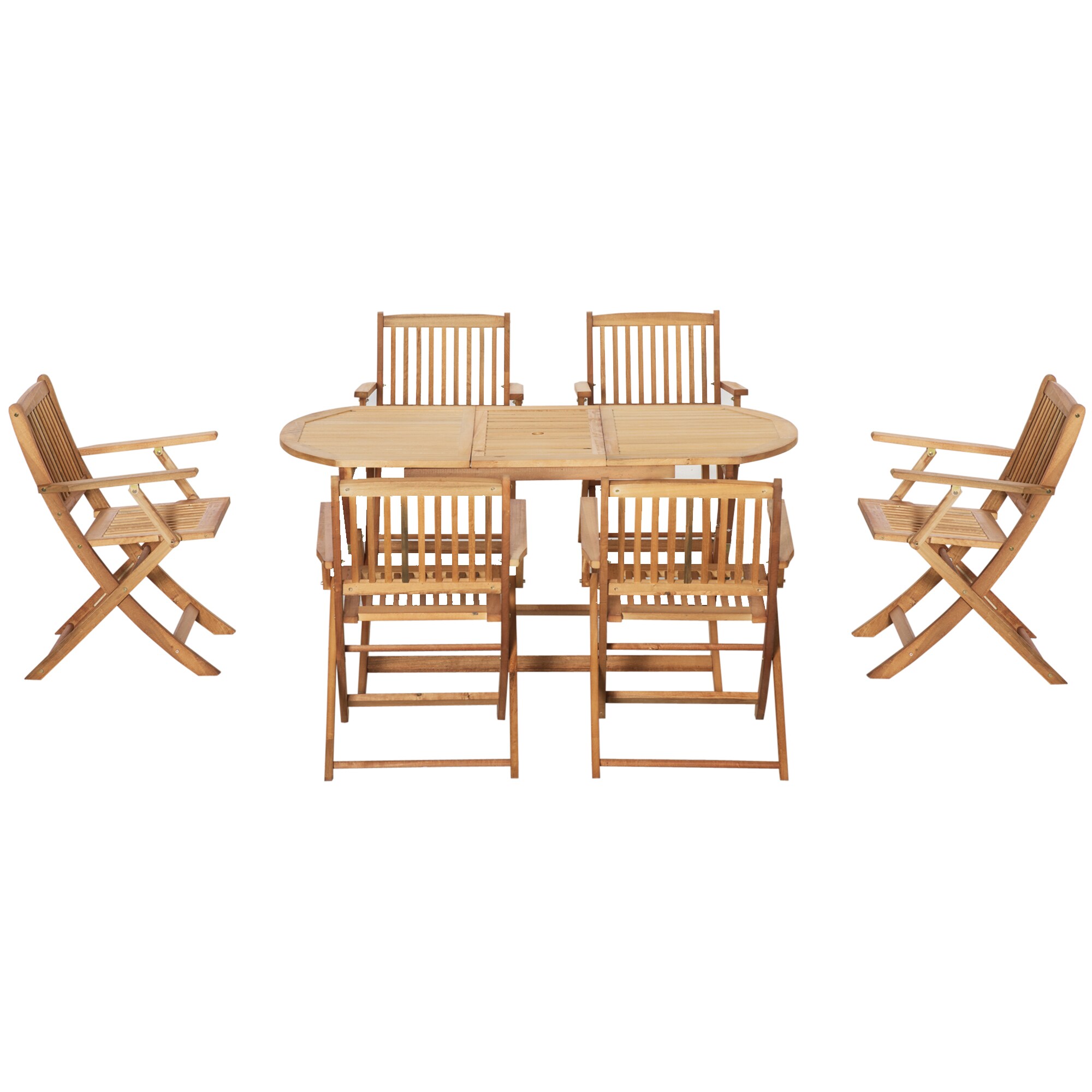 Outsunny 7-teiligen Essgruppe mit 40 mm ? Schirmloch natur 160L x 85B x 72H cm