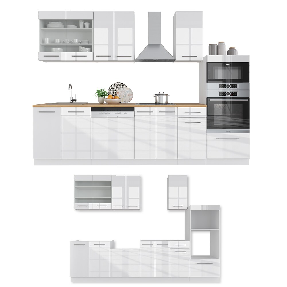 Vicco Küche Fame-Line 240 cm Küchenzeile Küchenblock Einbau Hochglanz