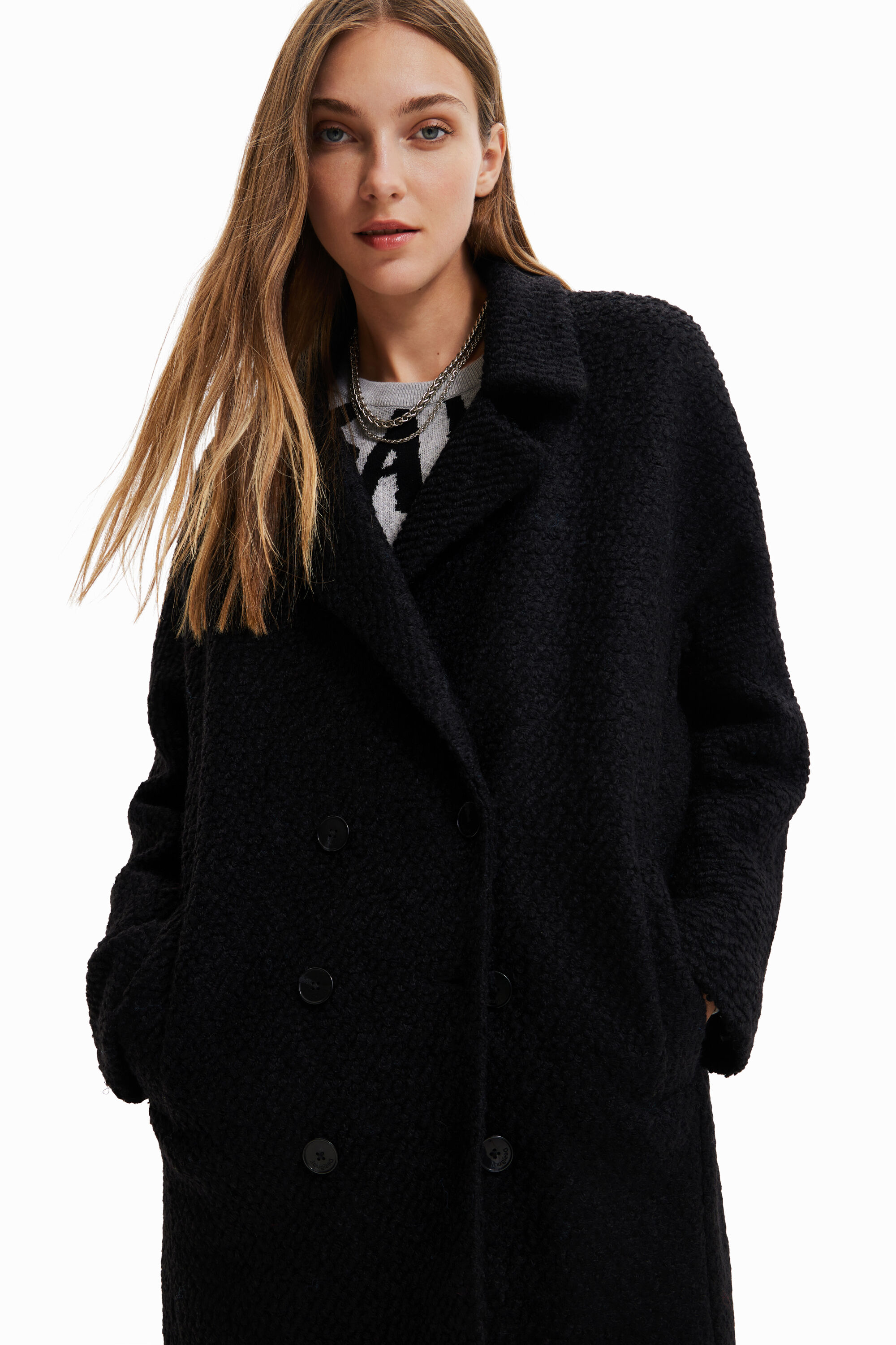 Manteau droit laine