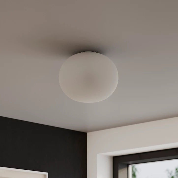 Plafonnier E27 10W GoodHome Duffy mat blanc H.24 x Ø30 cm
