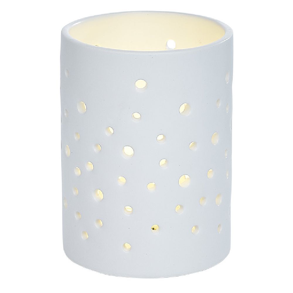 Bougeoir LED céramique ajouré noir Ø7,8xH10,5cm
