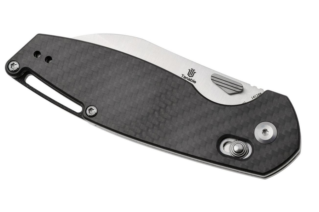 Tenable Knives Model 6 T1022V1 Satin 14C28N, Twill Carbon Fiber, zakmes, Nick Swan design