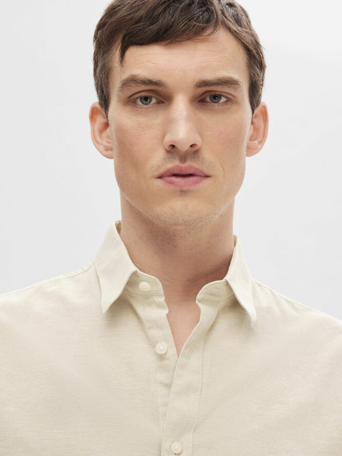 Selected Homme SLHREG-NEW LINEN SHIRT SS NOOS Pure cashmere