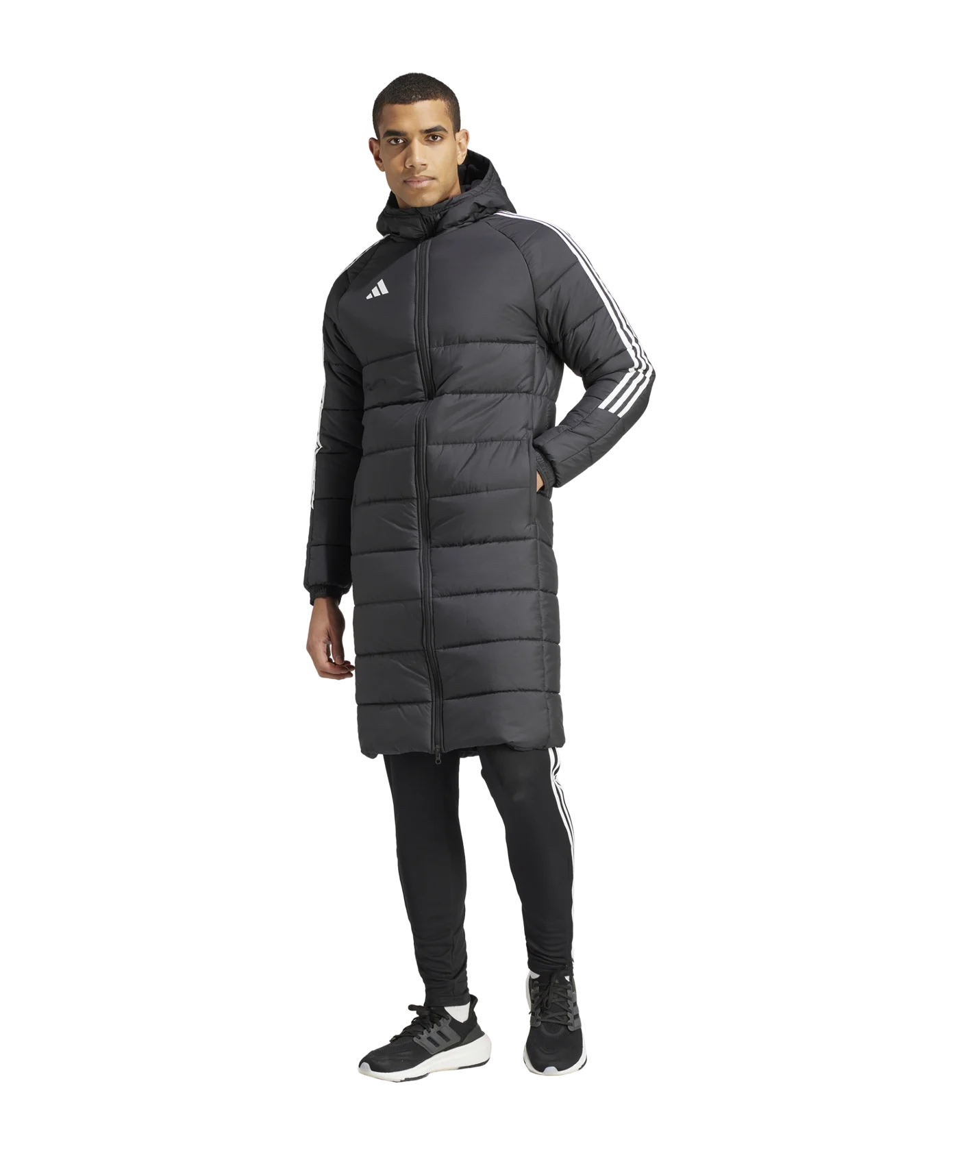 adidas Tiro 24 Long Coachjacke Schwarz Weiss