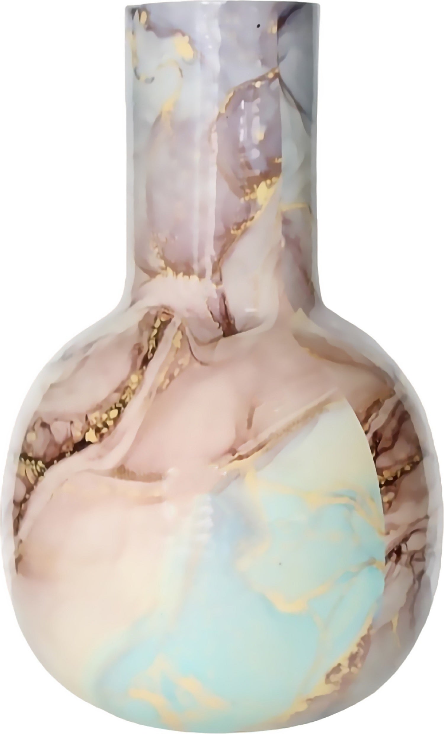 House of Nature vaas Marmer roze / crème / blauw D 30 H 48 cm