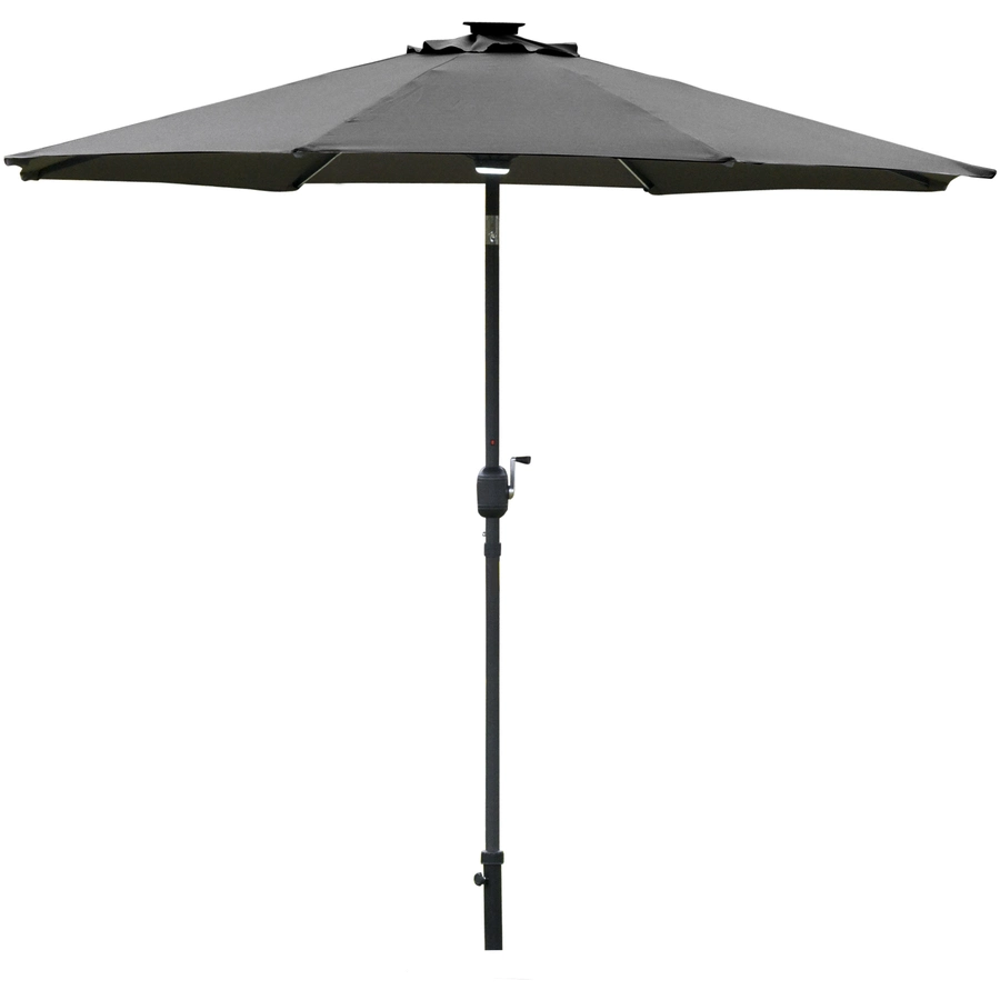Outsunny Sonnenschirm mit LED Leuchten Schwarz, Dunkelgrau