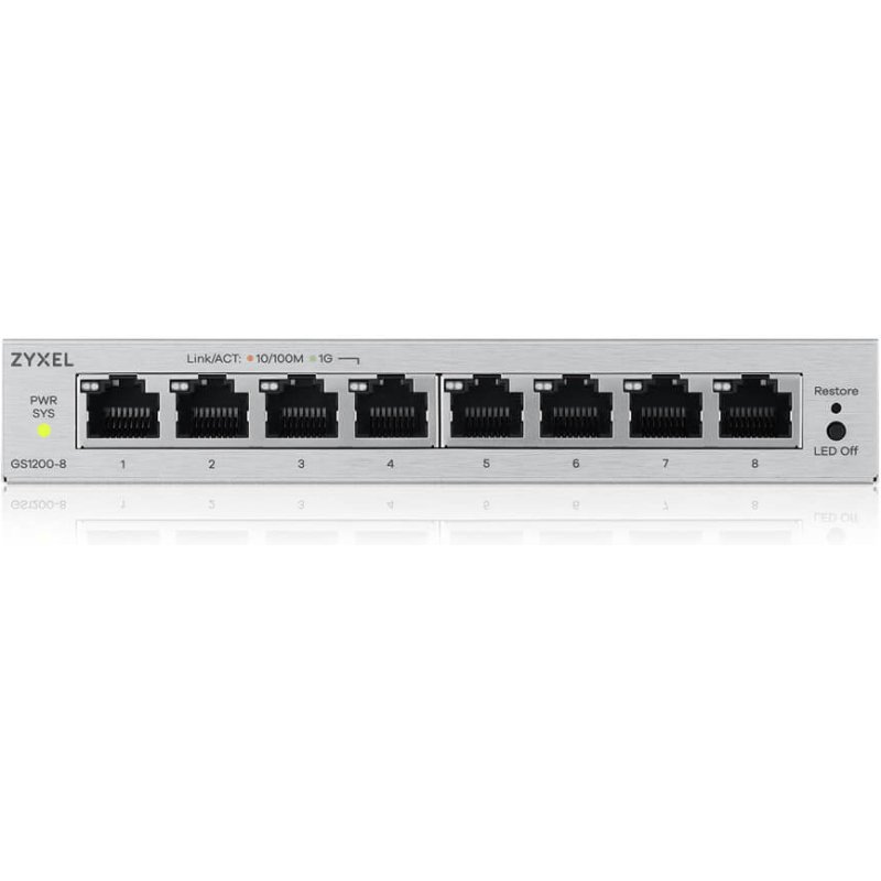 Zyxel GS1200-8V3 Géré L2 Gigabit Ethernet (10/100/1000) Bureau Gris