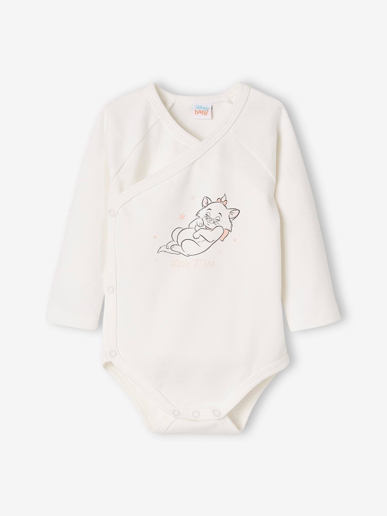 Conjunto para bebê DS® Marie The Aristocats: macacão, body e chapéu. Rosa escuro liso com estampas.