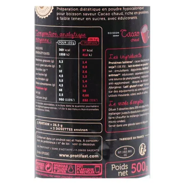 Protifast Chocolate Quente com Alto Teor de Proteína - Pote de 500g