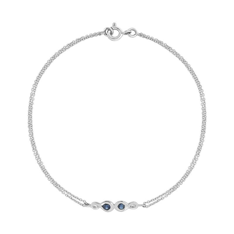 Bracelet or 375 blanc saphirs et zirconias 18 cm