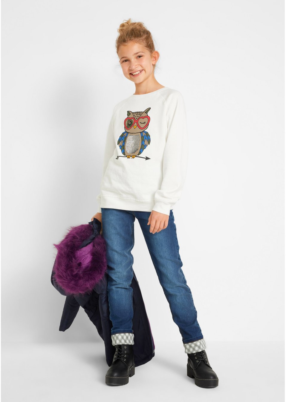 Jean thermo fille avec doublure en flanelle