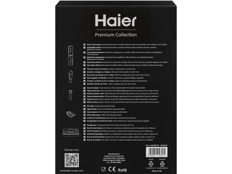 Haier Weinset HAWBKIT05 Schwarz Batteriebetriebenes Weinset