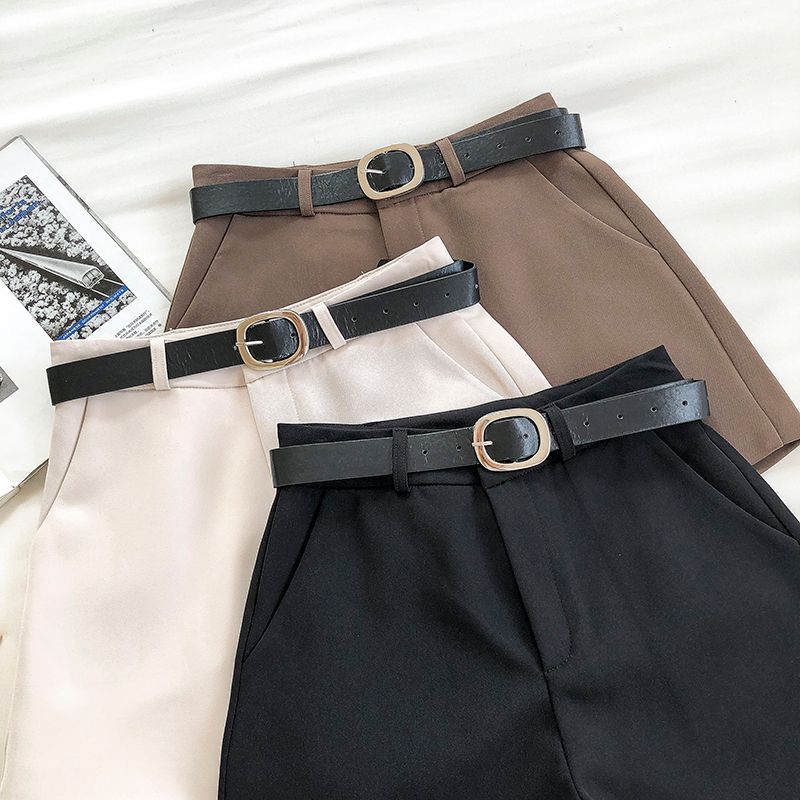 DIYI - Effen shorts met hoge taille en riem