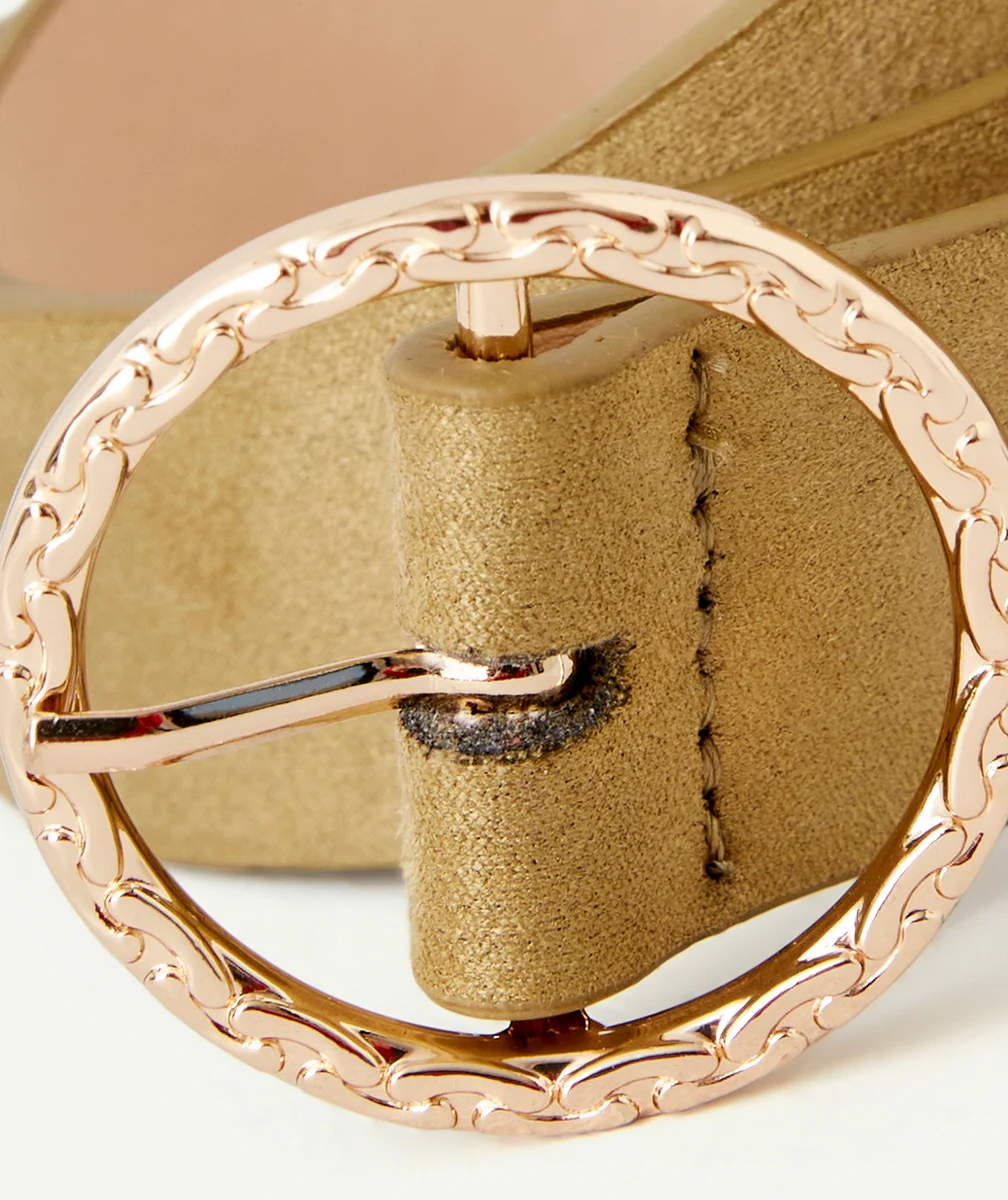 CEINTURE FILLE KAKI AVEC BOUCLE RONDE COULEUR DORÉE