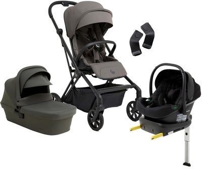 Beemoo Pro Twist Duovogn inkl. Beemoo Route Babybilstol & Base, Mocha Grey/Black Stone