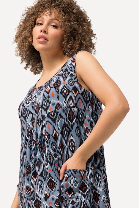 Jerseykleid, A-Linie, Rundhals, ärmellos, Taschen