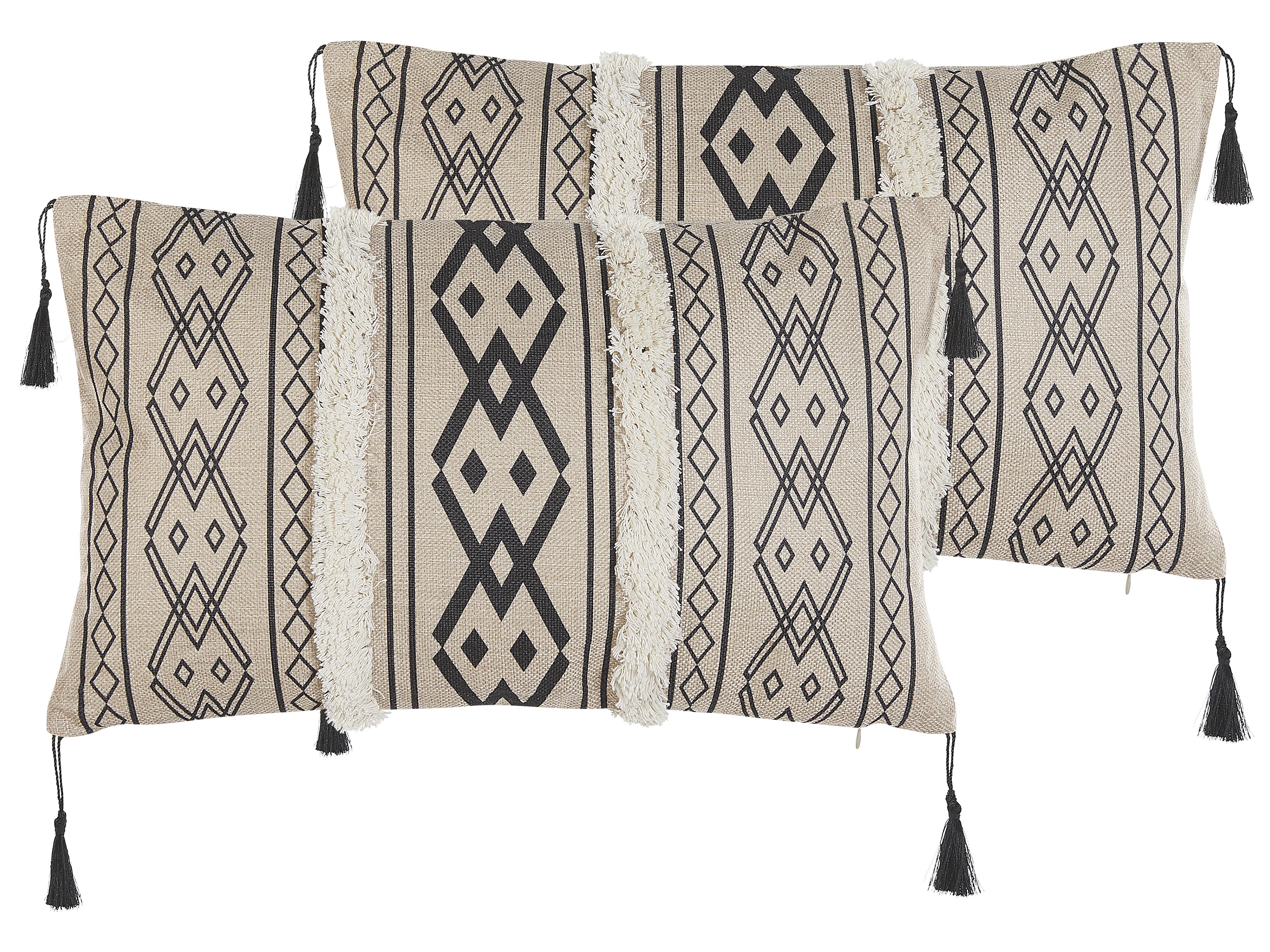 Set van 2 sierkussens PULMONARIA 30 x 50 cm Beige geometrisch patroon