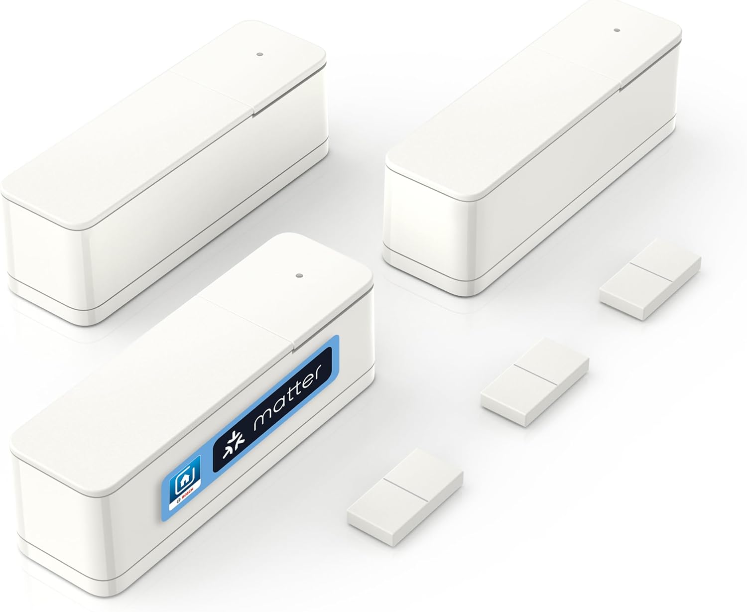 Bosch Smart Home Tür-/Fensterkontakt II [+M], Smarter Sensor zum energieeffizienten Heizen, Flexible Nutzung im Bosch Smart Home System oder herstellerübergreifend in Matter Systemen, 3er-Set