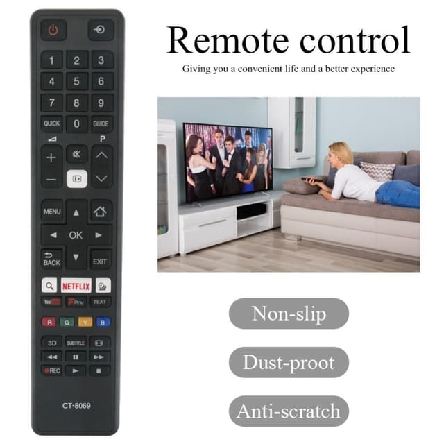 CT-8069 TV Fjernbetjening Erstatning til Toshiba Smart TV
