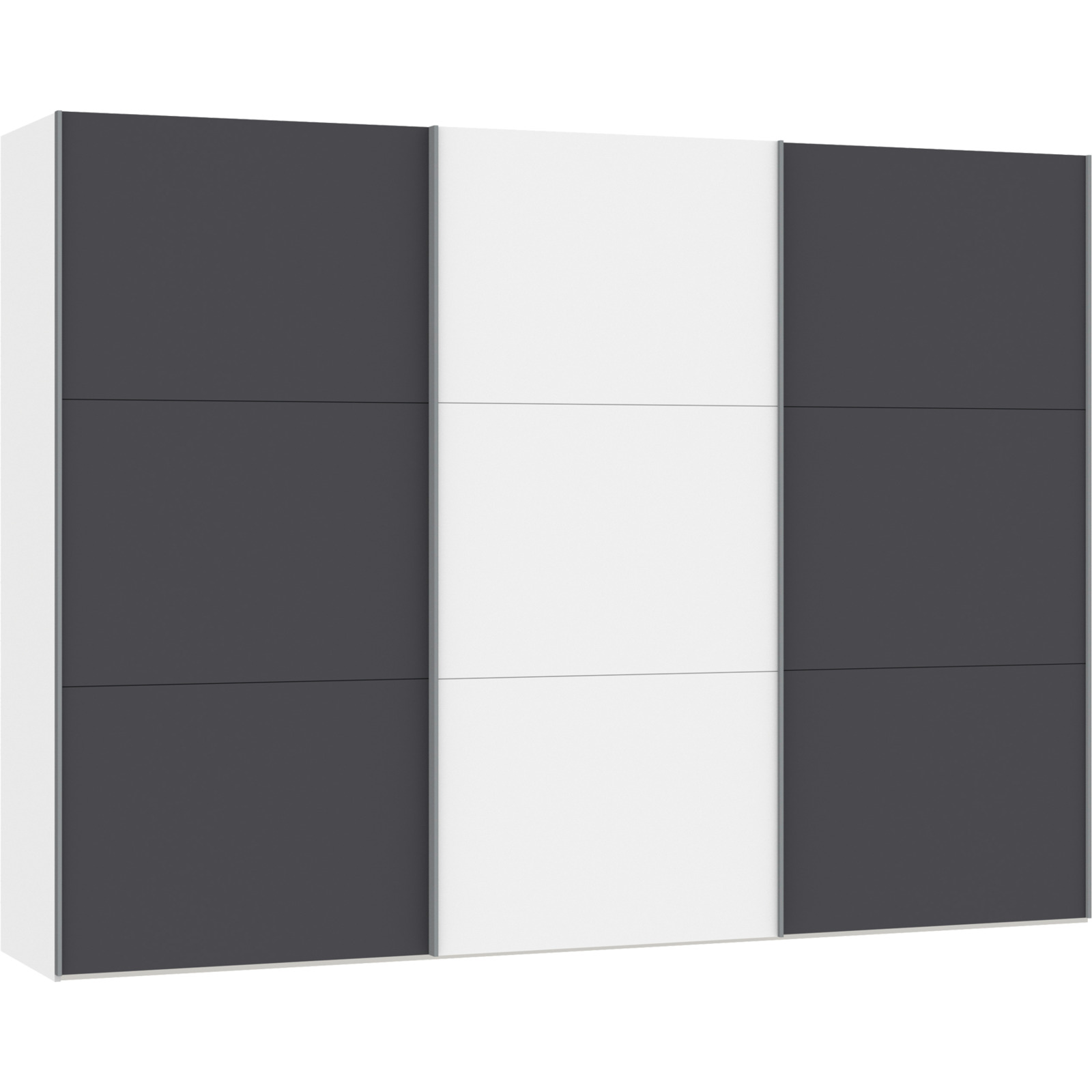Schwebetürenschrank Schweizer 142 Spanplatte melaminbeschichtet anthrazit matt/premiumweiss
