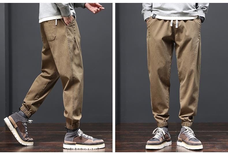 Cowpow - Effen cropped, taps toelopende broek met trekkoord in de taille