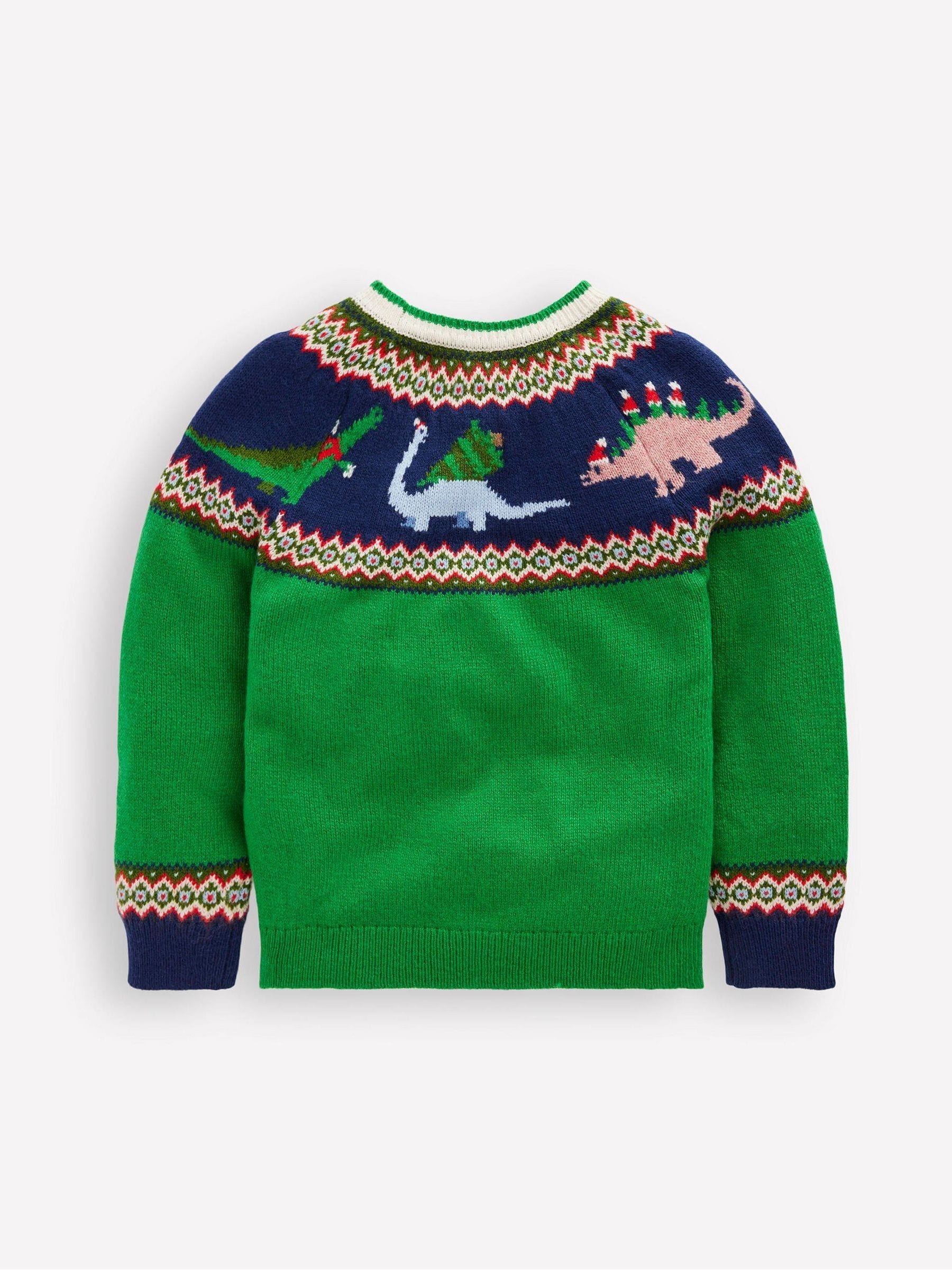 Boden Christmas Dinosaur Fair Isle Jumper