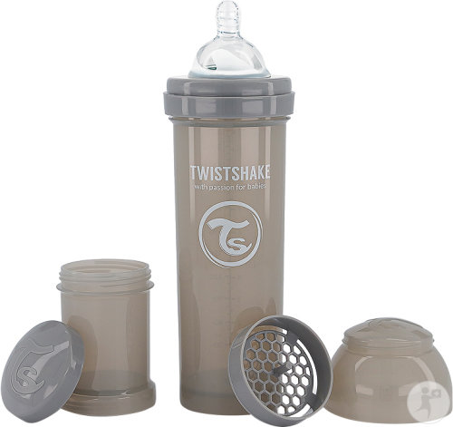Twistshake Biberon Anti-Colique 330ml Gris Pastel 1 Pièce