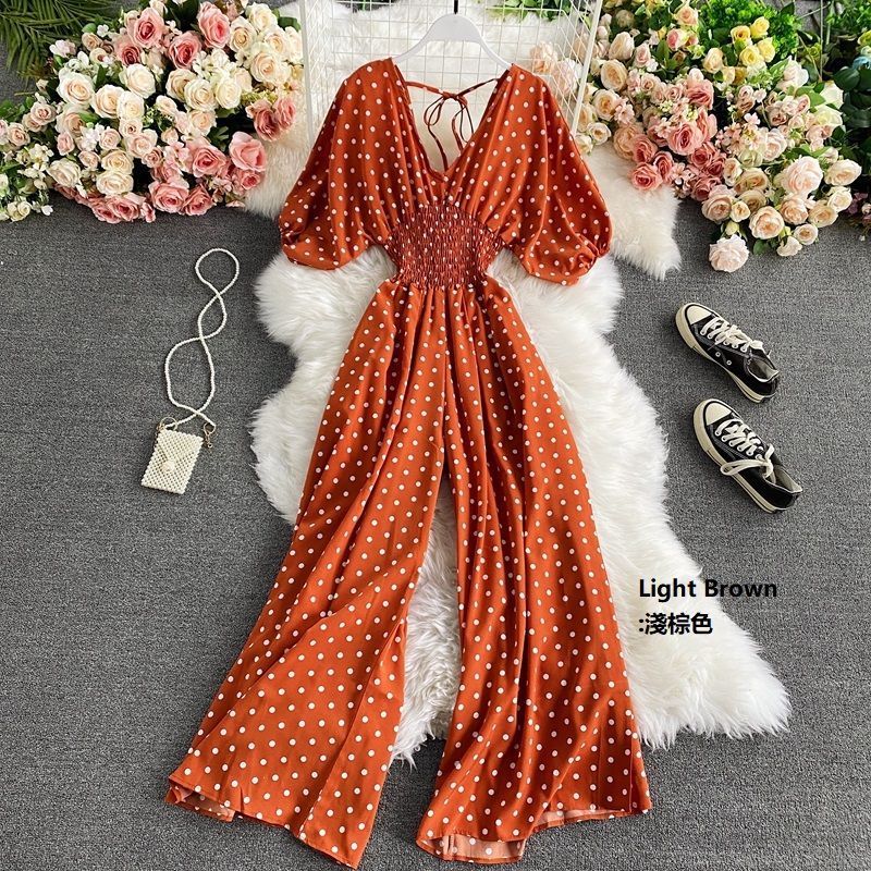 Yearnin - Jumpsuit met pofmouwen en stippen