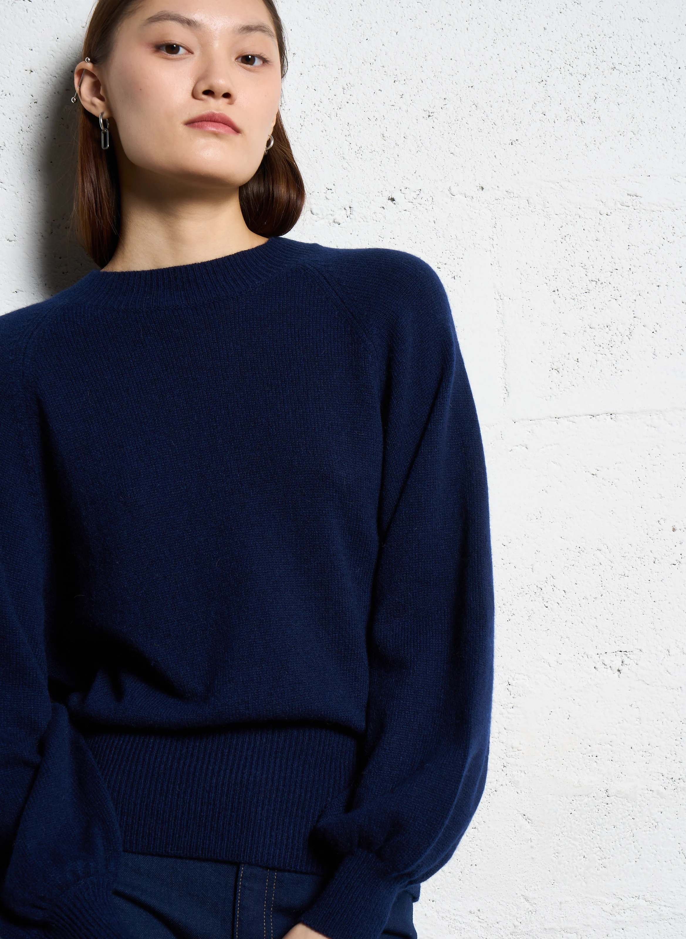 GANTO - Pull droit en laine mélangée | Bleu