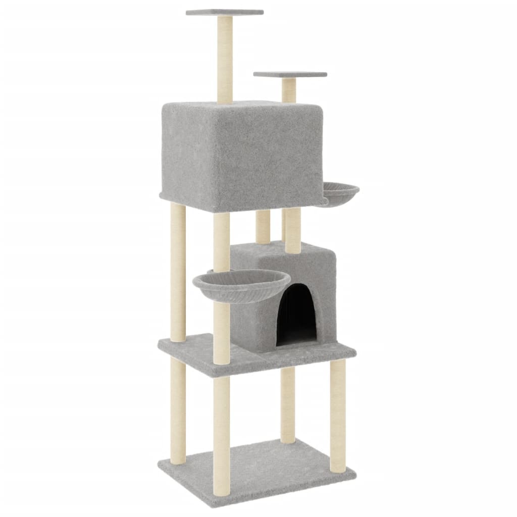 Arranhador para gatos vidaXL com postes de sisal cinza claro, 180 cm