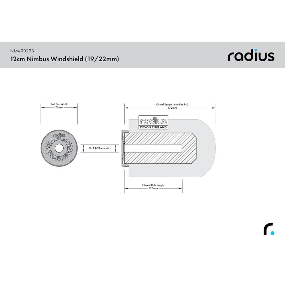 Radius 12cm Nimbus Windshield (19/22), Black Fur windscherm