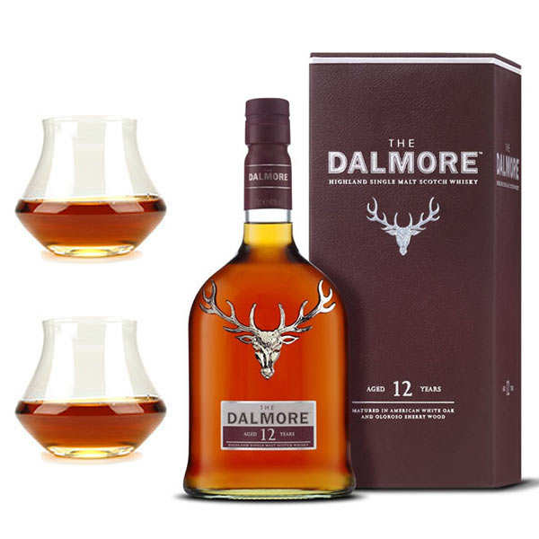 Assortiment whisky Dalmore 12 ans 40% et 2 verres de dégustation