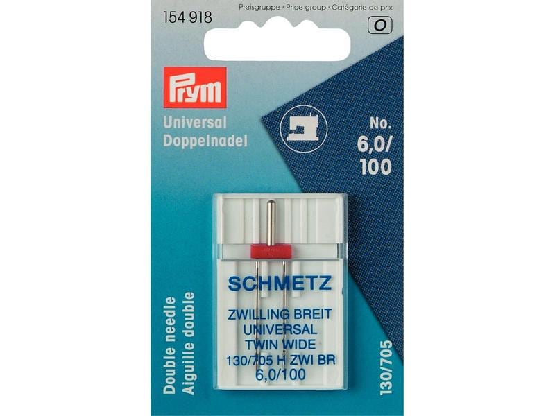 Prym Nähmaschinennadel Universal Nr. 100 Doppel, 1 Stück Doppel-Nähmaschinennadel für besondere Effekte