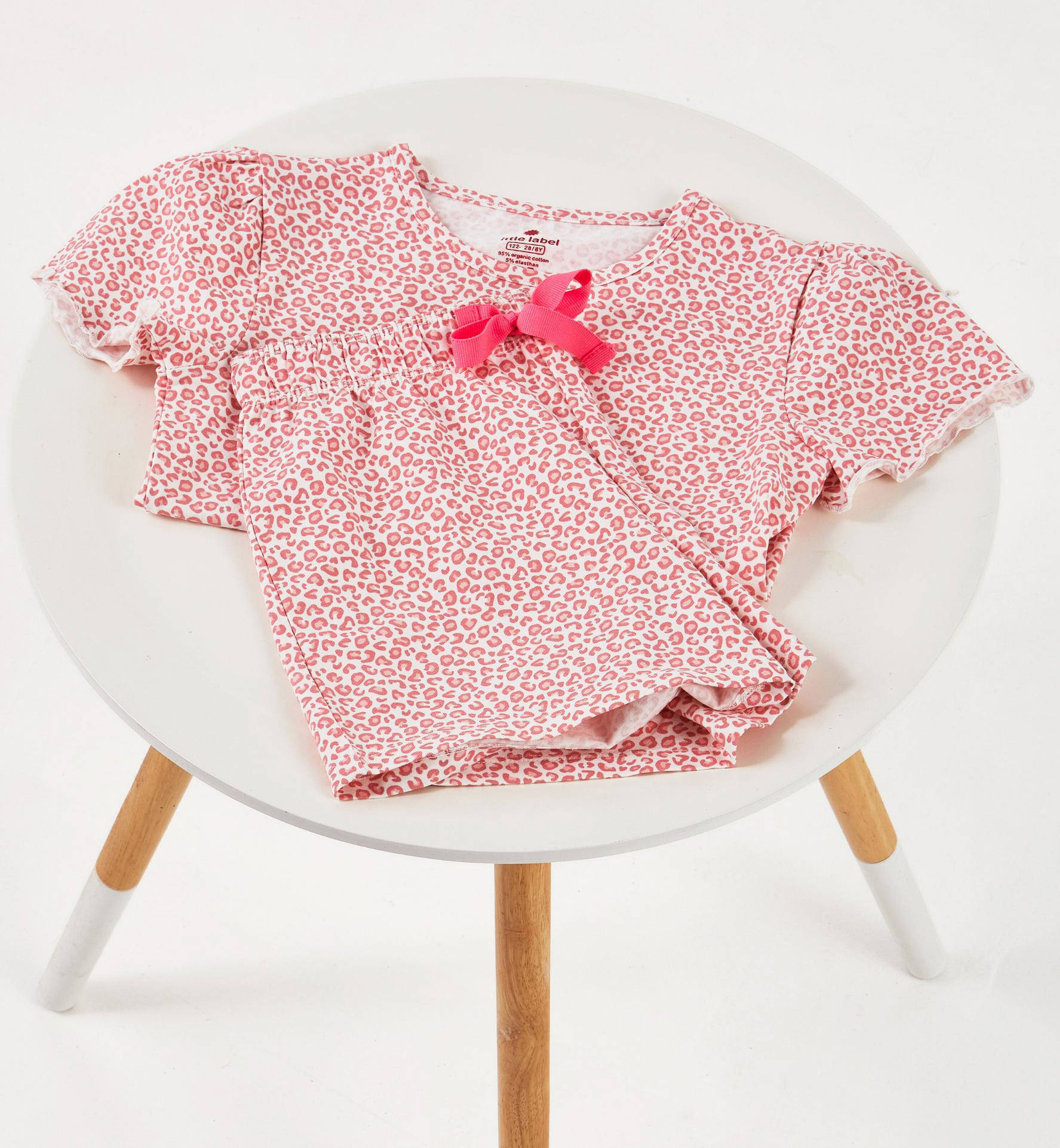 Little Label shortama met panterprint roze